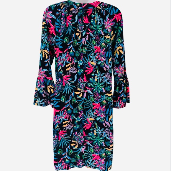Lilly Pulitzer Norris 3/4 Sleeve Dress Onyx Paradise Glow S - Picture 5 of 10